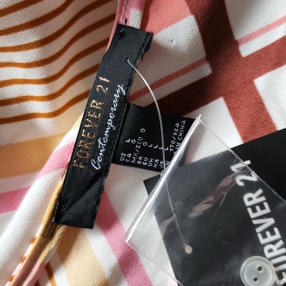 Forever 21 Striped Faux Wrap Crop Blouse Top - Picture 5 of 6